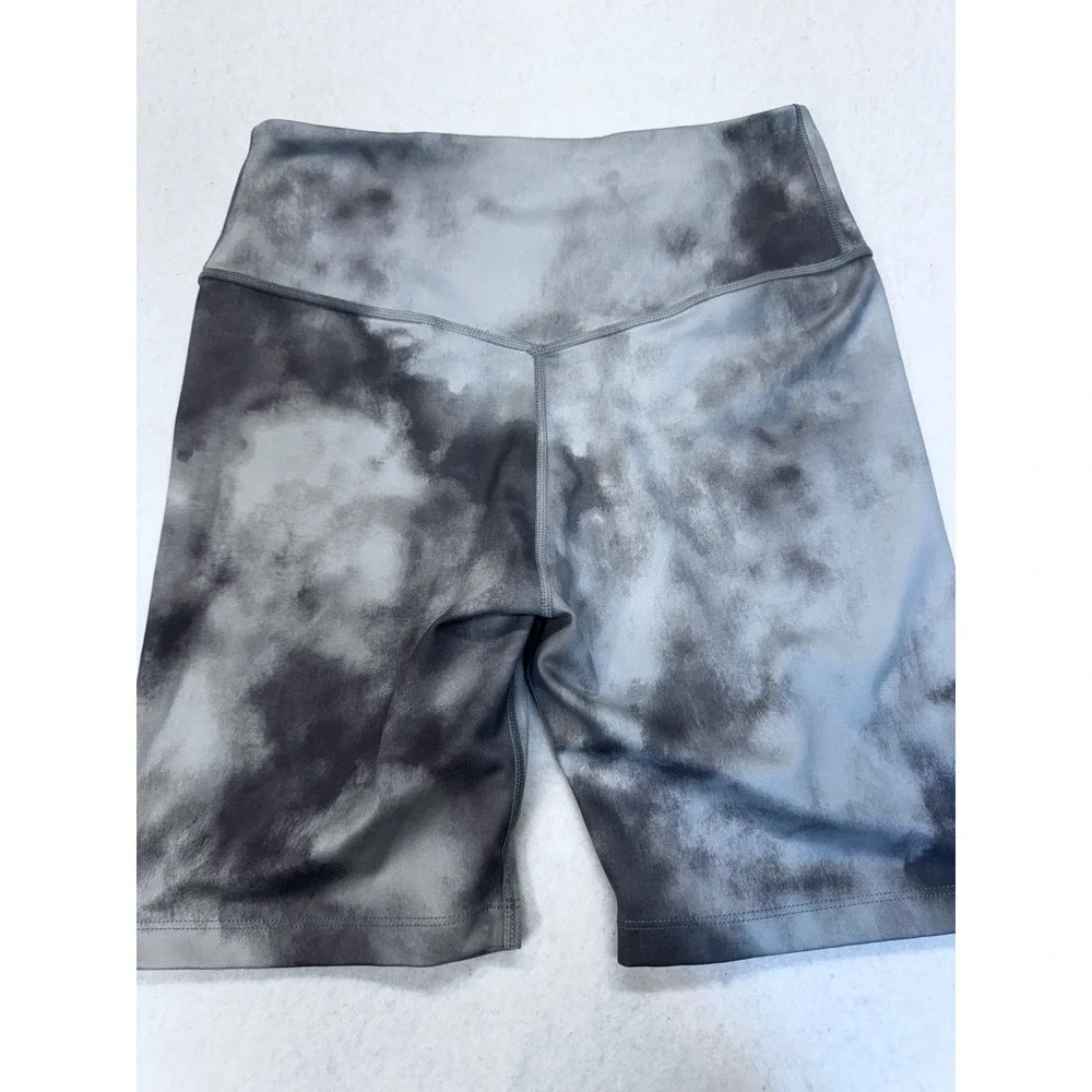 Nike Dri-FIT Womens Grey Tie Dye Biker Shorts High Waisted Yoga Gym Size S